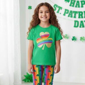 Girls’ Rainbow Shamrock St. Patrick’s Day Outfit